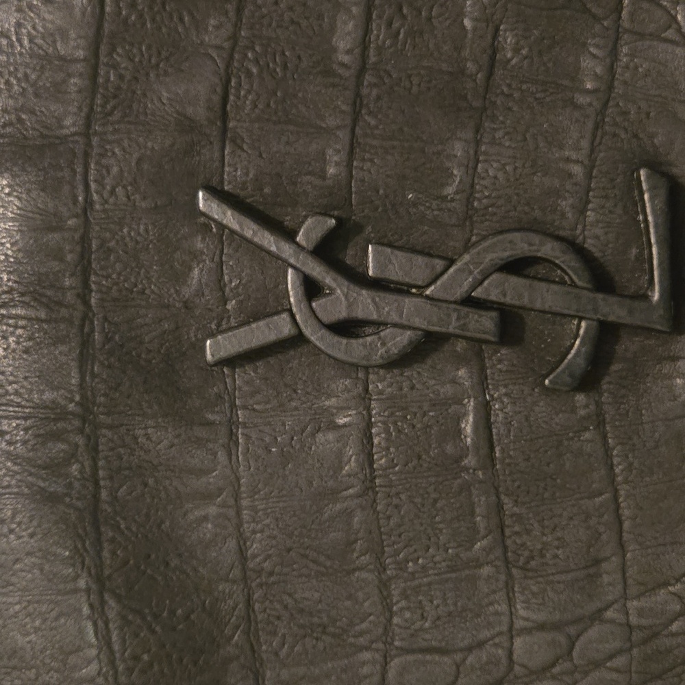 Saint Laurent Black Croc Embossed Nubuck Medium Niki Bag - Picture 11 of 11
